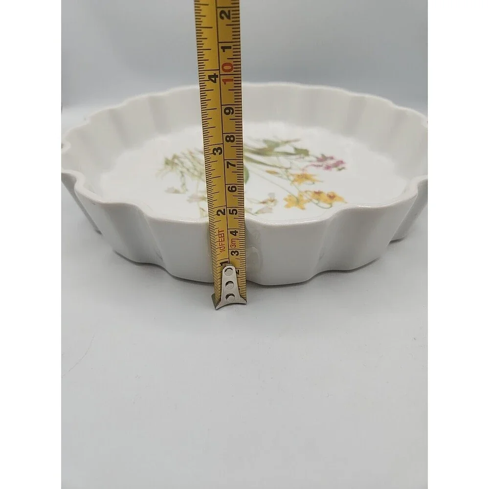 Shafford Japan Floral Porcelain Quiche Pie Tart Dish 1970s Rock Garden Pattern